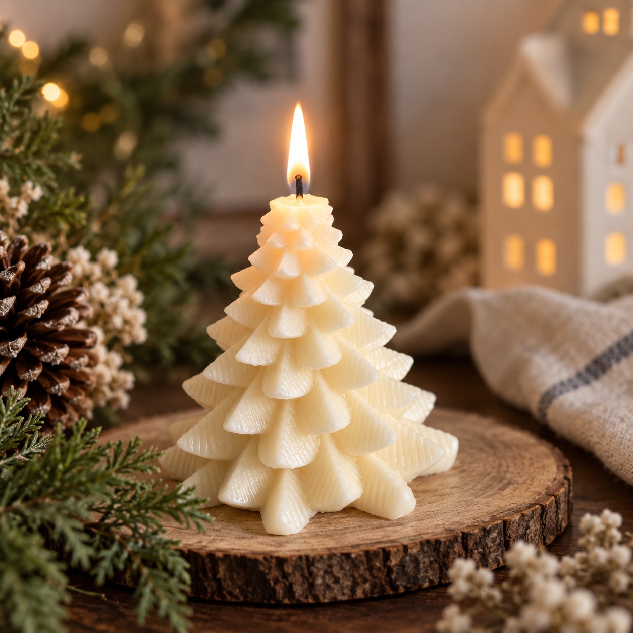 Christmas tree beeswax candle