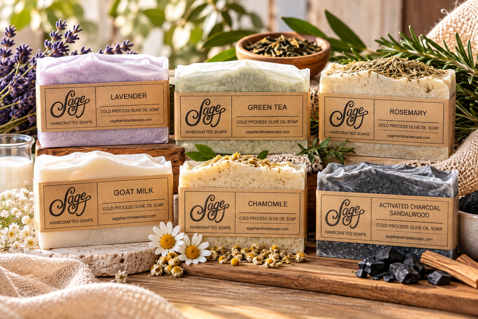 Sage Handmade collection of handcrafted soaps